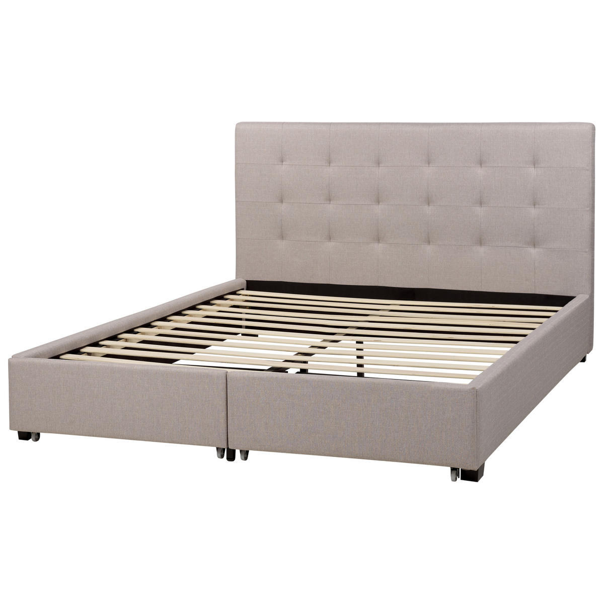 BETT 160/200 cm Hellgrau La Rochelle - Hellgrau/Schwarz, Textil (160/200cm) - Beliani