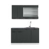 SINGLEKÜCHE Fame-Line Anthrazit Landhaus/Weiß 140 cm, AP Anthrazit - Dunkelgrau/Weiß, Holzwerkstoff (140/81.6/60cm) - Vicco