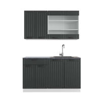 SINGLEKÜCHE Fame-Line Anthrazit Landhaus/Weiß 140 cm, AP Anthrazit - Dunkelgrau/Weiß, Holzwerkstoff (140/81.6/60cm) - Vicco