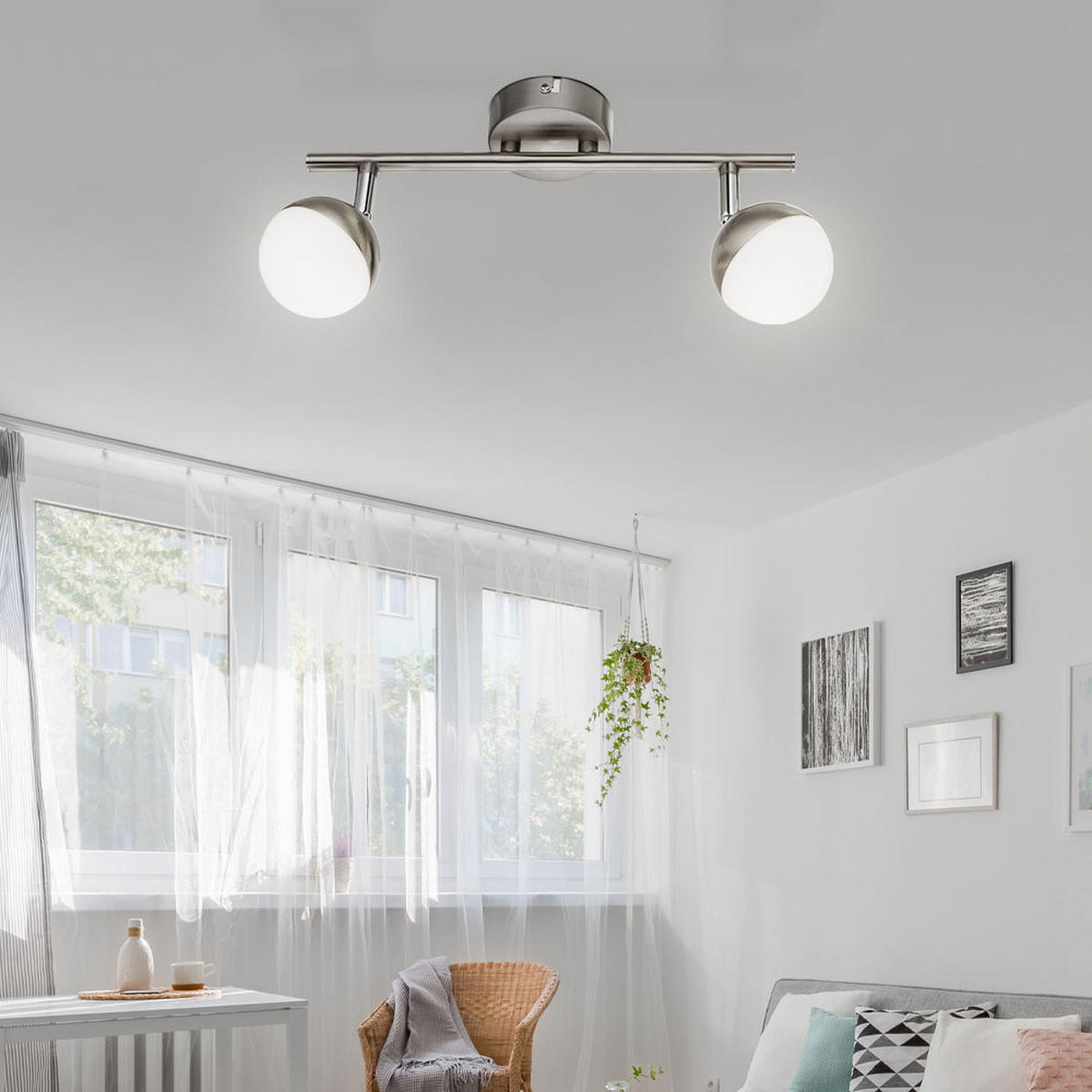 LED DECKENLEUCHTE Chrom Silber Acryl - Silberfarben, Metall (31.5/8/16.5cm) - Globo Lighting