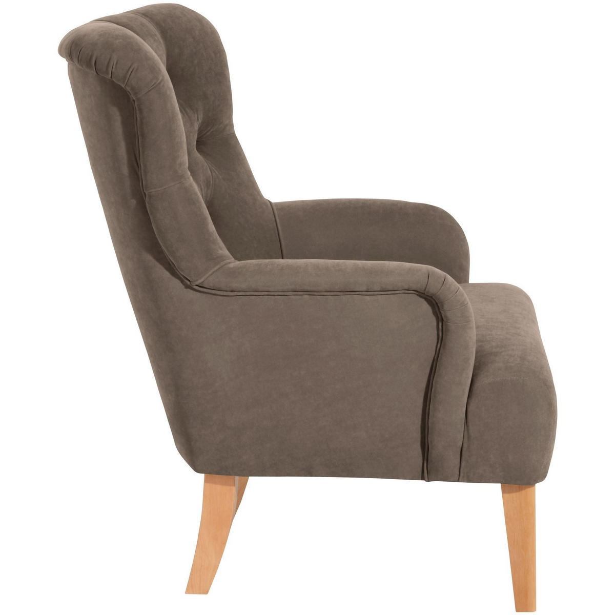 SESSEL Kaiya Bezug Veloursstoff Buche natur / sahara - Graubraun, Kunststoff (71/97/82cm) - 58aufmkessel
