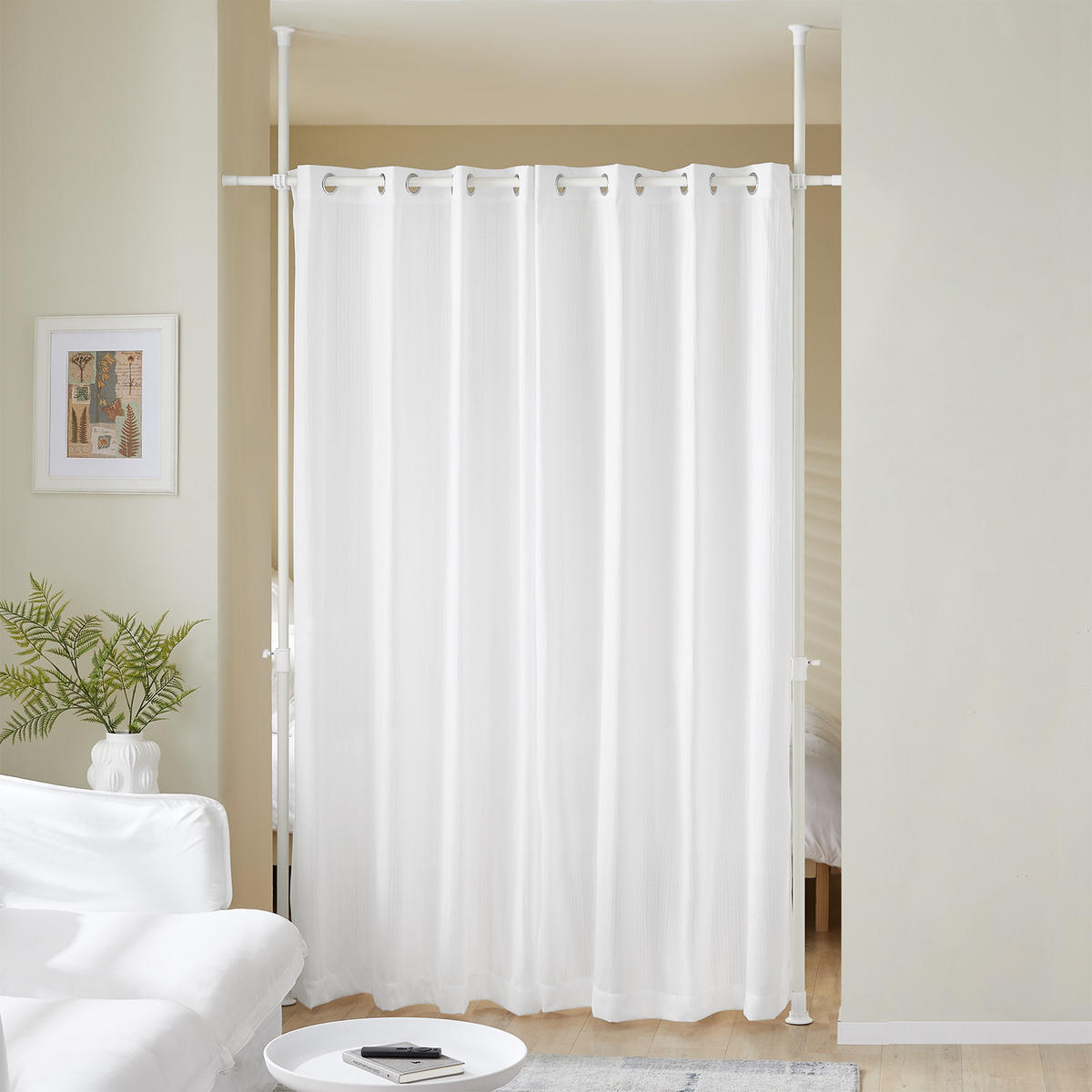 TELESKOPVORHANG Weiß - Weiß, Kunststoff/Metall (266/262/2cm) - SoBuy