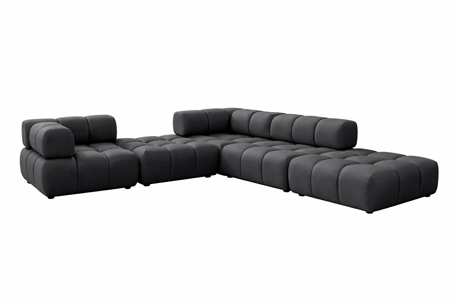 ECKSOFA Corner Modular, Veloursstoff Bluvel, Schwarz, Rechts, Bolla - Schwarz, Holz (288/288cm) - Kaiser Möbel