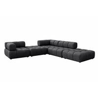 ECKSOFA Corner Modular, Veloursstoff Bluvel, Schwarz, Rechts, Bolla - Schwarz, Holz (288/288cm) - Kaiser Möbel