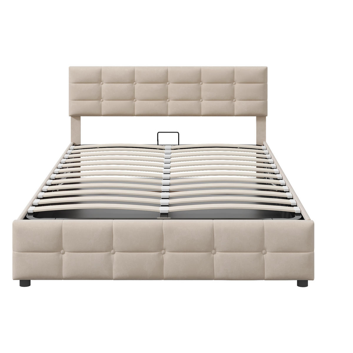 POLSTERBETT 180/200 cm in Beige Samt mit Bettkasten - Beige, Holzwerkstoff/Textil (180/200cm) - WISHDOR