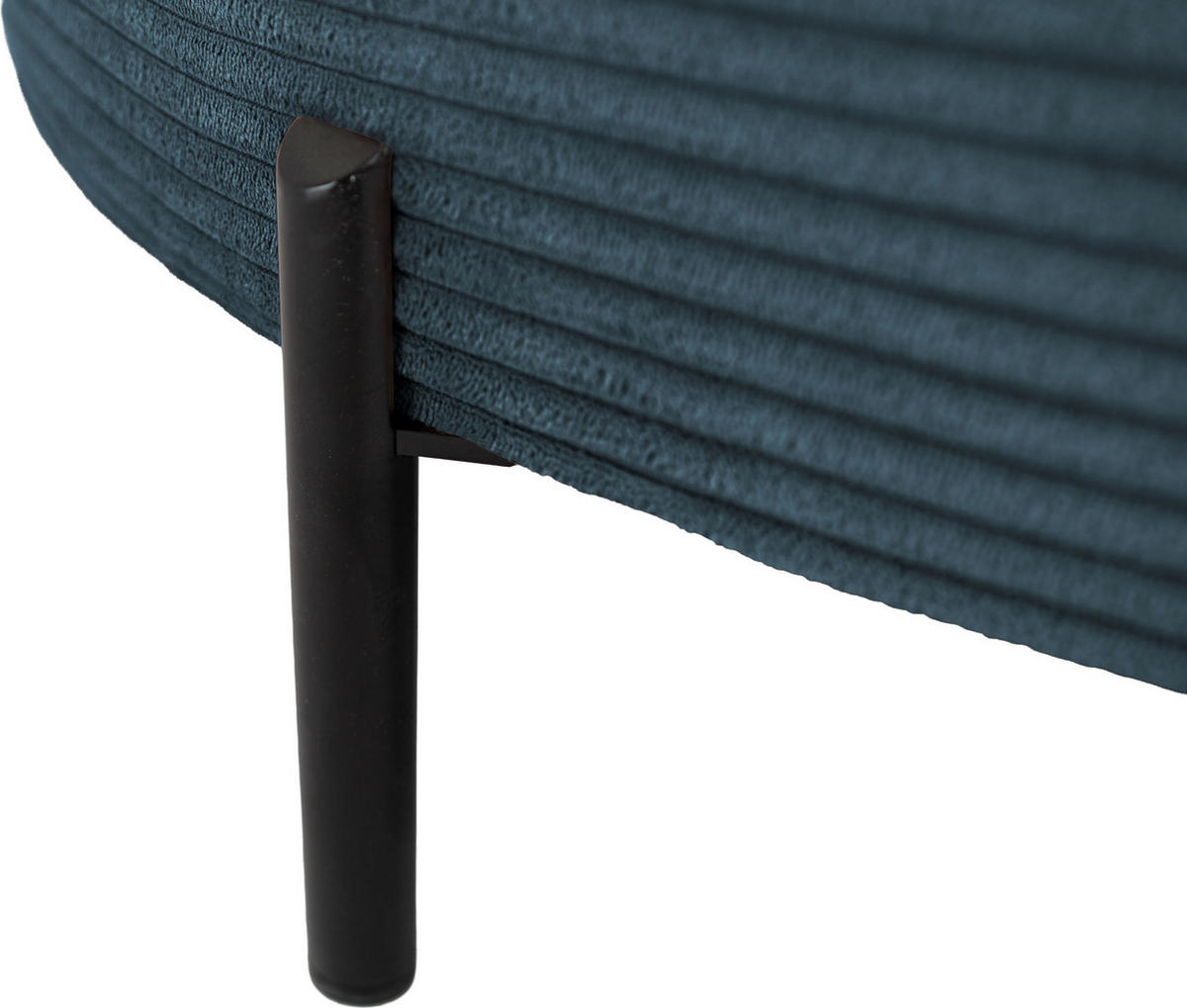 ECKSOFA Hana Loft 3-Sitzer Ecke Rechts, Cordstoff Chenille, Dunkelblau 241/80/168 cm - Blau/Schwarz, Textil/Metall (241/168cm) - WFL GROUP