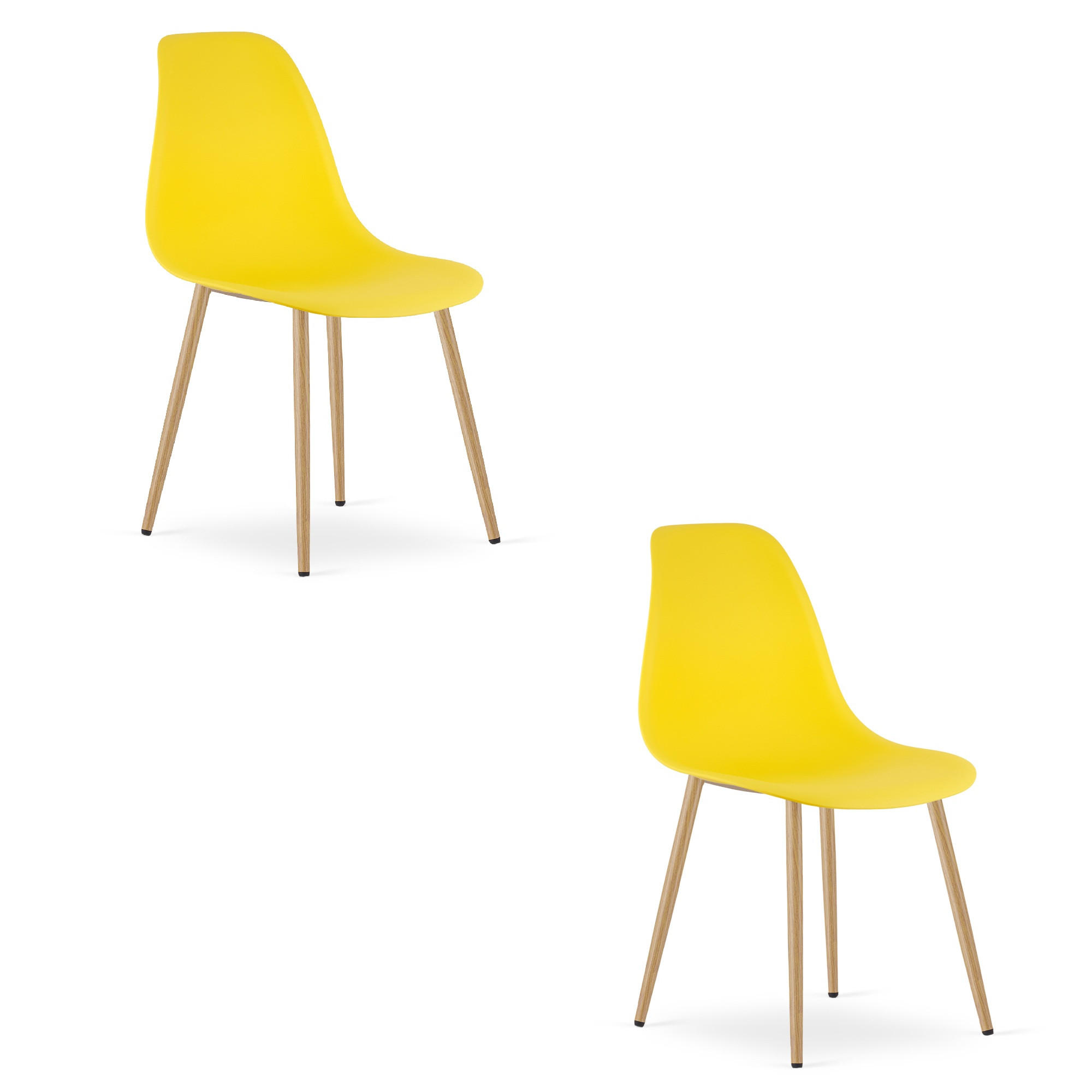 ESSZIMMERSTUHL 2-er Set KALEO gelber Sitz, natürliche Beine - Gelb/Naturfarben, Kunststoff (46/84/51cm) - Valora