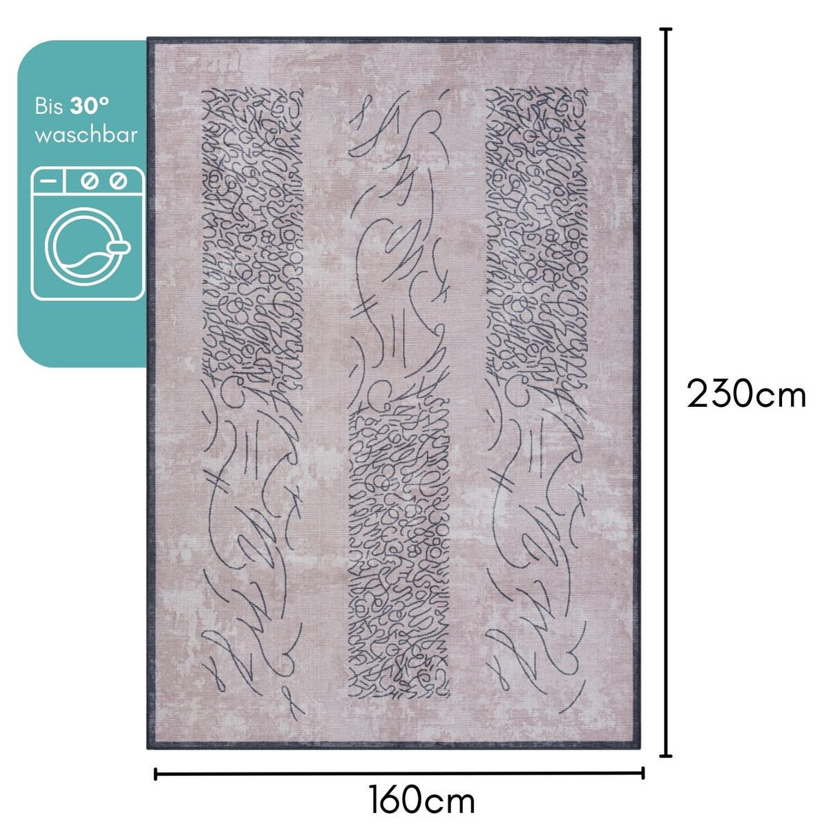 TEPPICH Zale II Mauve,Anthrazit,Roségold 160/230 cm - Mauve, Textil (160/230cm) - My-Rug