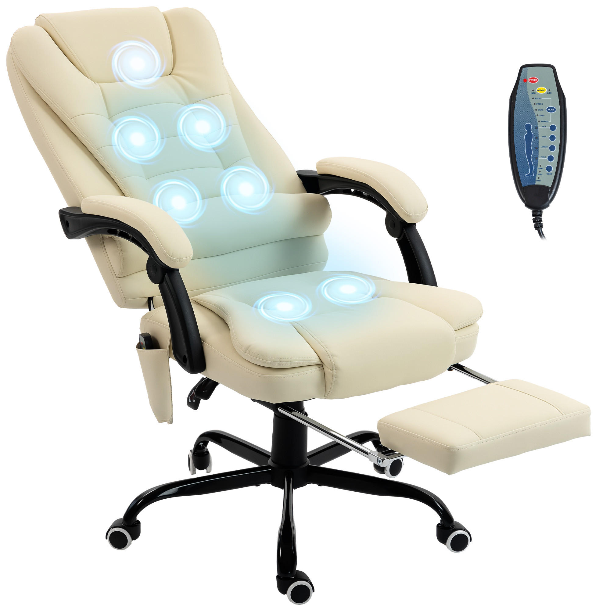 CHEFSESSEL DE-11831 7-Punkt-Massage & 155° Neigung Beige - Beige, Metall (79/121/67cm) - ComfortXL