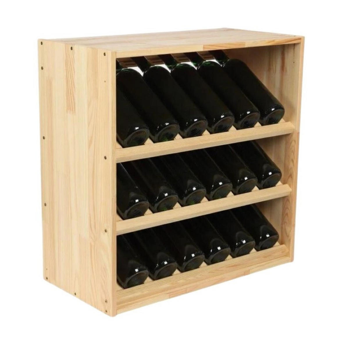 WEINREGAL Vincellar Mod 60x60x30 cm Schräg Modul Für 18 Flaschen Massives Kiefernholz Natur - Naturfarben, Holz (60/60/30cm) - PROREGAL