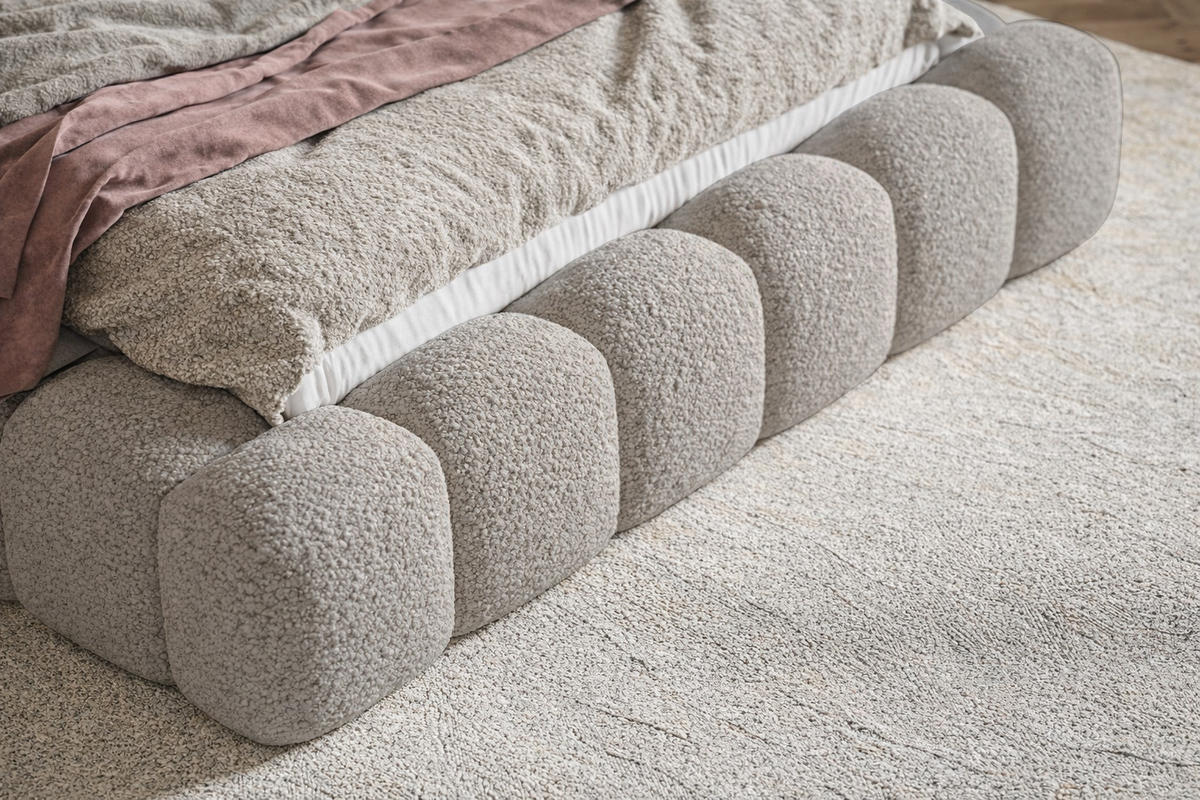 POLSTERBETT 180x200 Madeno mit Bettkasten, Boucle, Hellgrau - Hellgrau, Holz/Textil (180/200cm) - Emporius