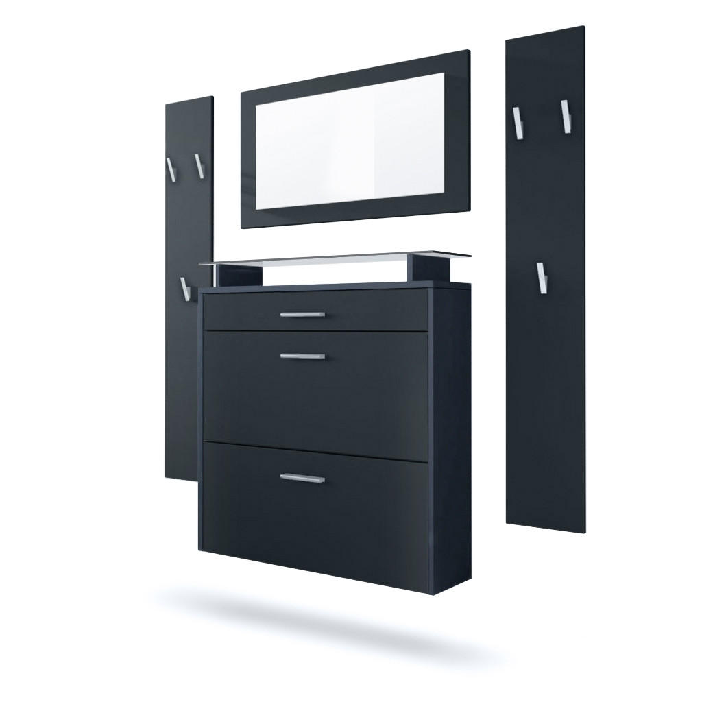 Vladon Garderobe Schwarz 180x180x23 cm