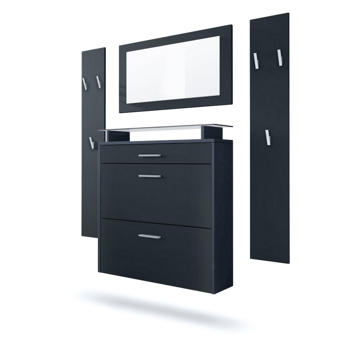 GARDEROBE Malea Fronten in Schwarz matt - Schwarz, Holzwerkstoff (180/180/23cm) - Vladon