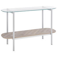 KONSOLENTISCH Silber/Heller Holzfarbton Lovell - Hellbraun/Silberfarben, Metall (41/120/76cm) - Beliani