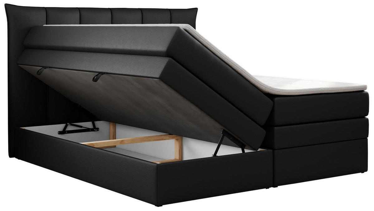 BOXSPRINGBETT PREMIUM 10 KING 200/200 Schwarz Kunstleder - H3 - Schwarz, Holz/Textil (200/200cm) - MKS