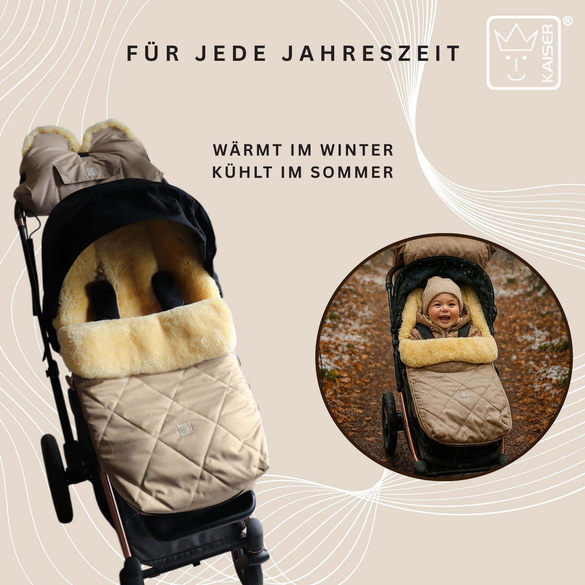 LAMMFELL-FUSSSACK Coosy, ginger - Braun, Fell (45/85cm) - Kaiserbaby