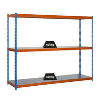 SCHWERLASTREGAL MID METAL YETI THREE | HxBxT 150x120x45cm | Fachlast 400kg | Blau-Orange - Gelb, Metall (120/150/45cm) - PROREGAL