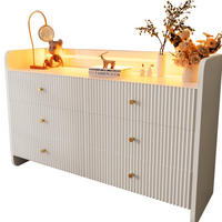 SIDEBOARD 120/40/75 cm in Weiß mit 6 Schubladen und LED-Beleuchtung - Weiß, Holzwerkstoff (120/75/40cm) - Flora Grace