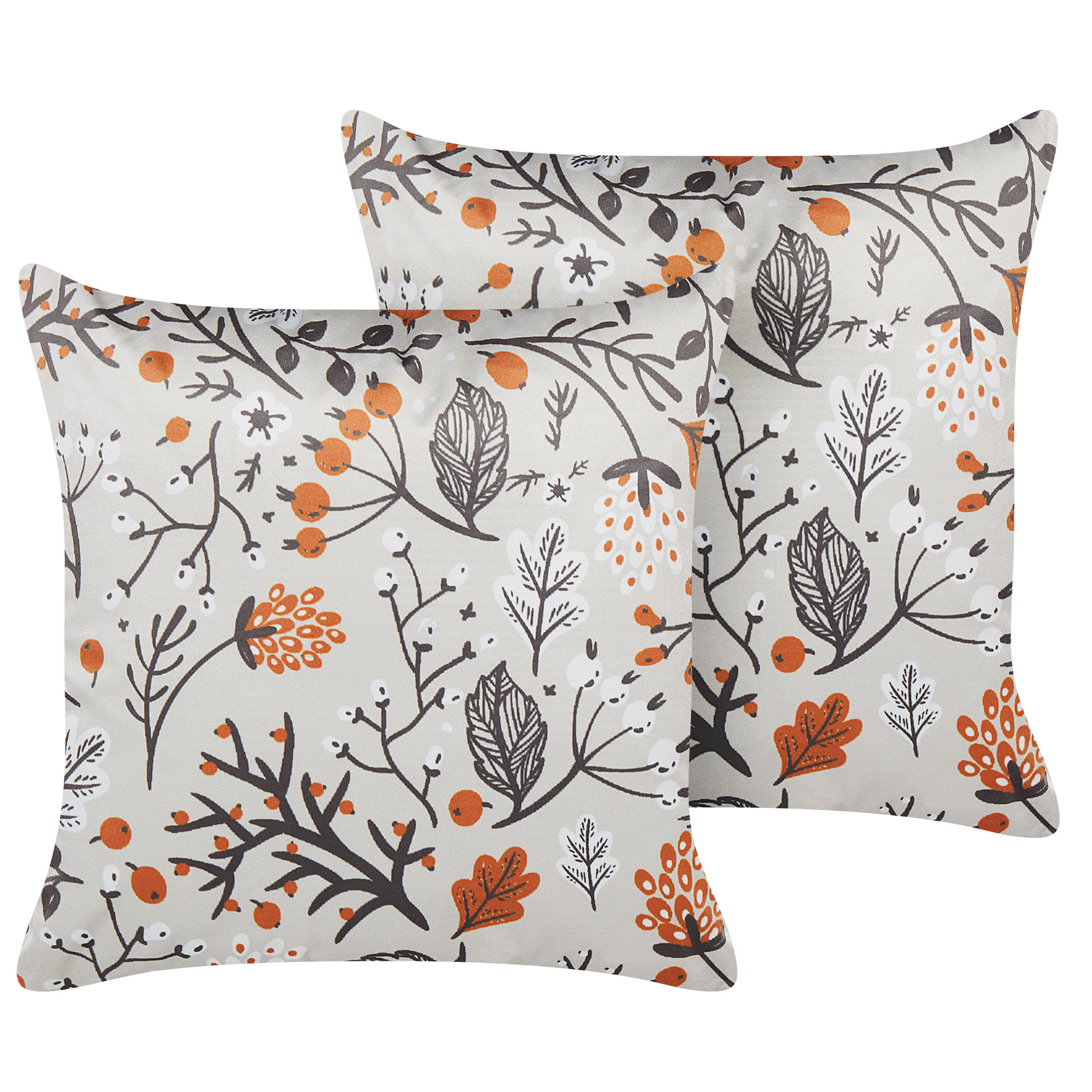 SAMTKISSEN 2er-Set Cremeweiß 45/45 cm Montbretia - Ecru, Textil (45/45cm) - Beliani