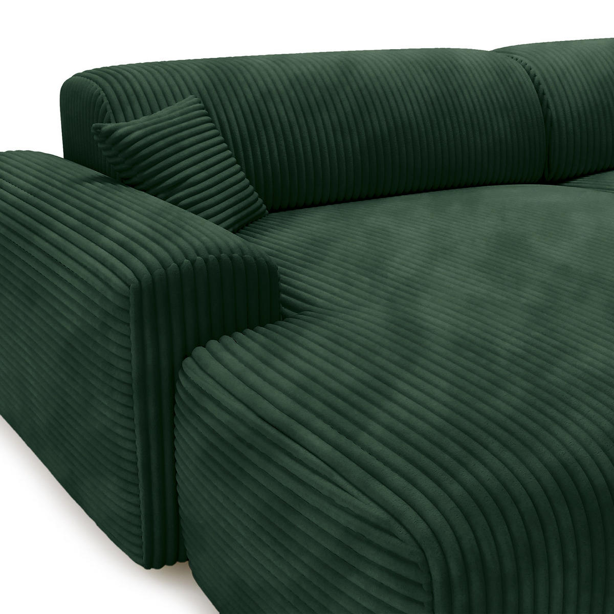 ECKSOFA mit Longchair - Cord - Schwarz/Grün, Kunststoff/Textil (284/178cm) - home24