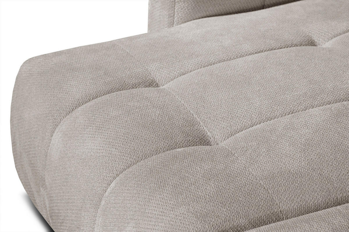 ECKSOFA KIMI 3-Sitzer, ausziehbarer Sitz, verstellbare Kopfstützen, beige - Beige/Schwarz, Holzwerkstoff/Textil (270/160cm) - Courtois Laville