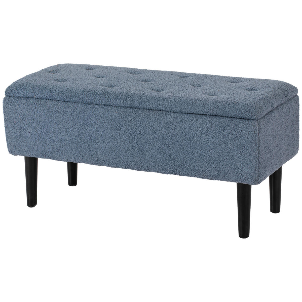 TRUHENBANK DE-16437 mit Bouclé-Bezug und Gasdruckfedern Blau - Blau, Textil (95/45/38cm) - ComfortXL