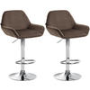 BARHOCKER 2er Set Samt Braun - Chromfarben/Braun, Textil/Metall (51/89/52cm) - CLP