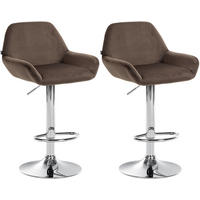 BARHOCKER 2er Set Samt Braun - Chromfarben/Braun, Textil/Metall (51/89/52cm) - CLP
