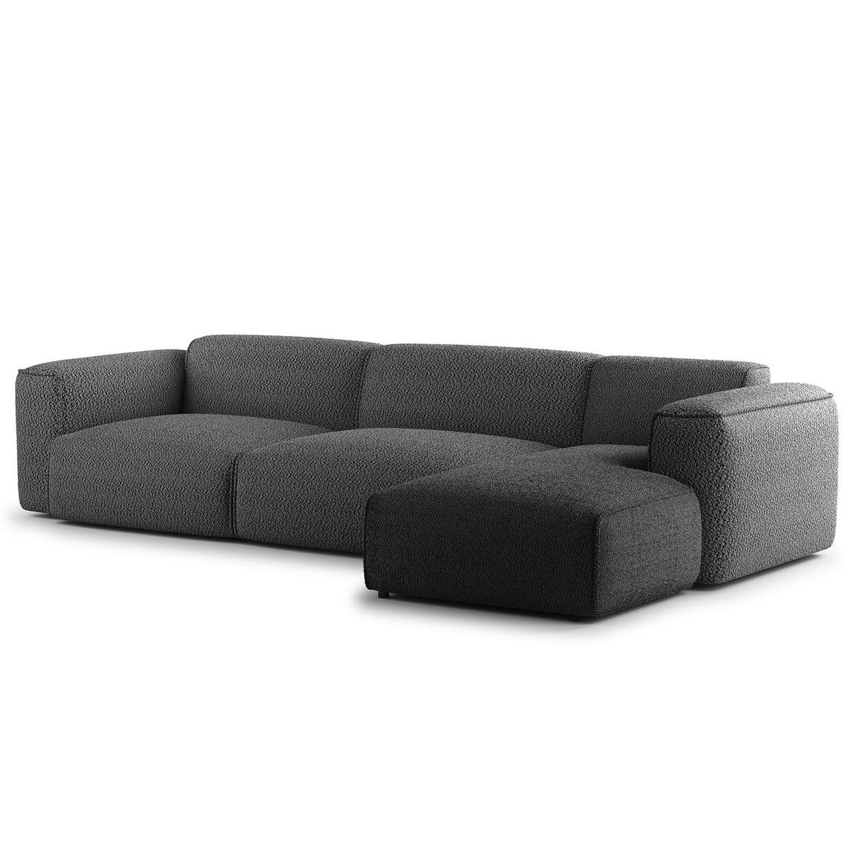 3-SITZER ECKSOFA mit Longchair - Anthrazit/Schwarz, Kunststoff/Textil (317/173cm) - home24