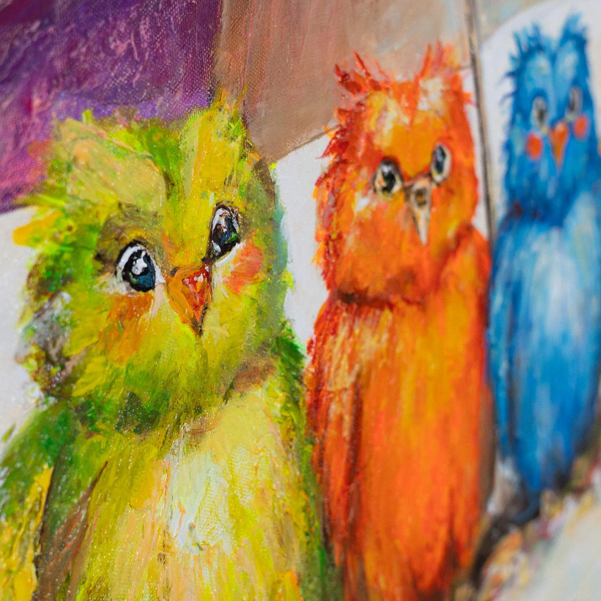 GEMÄLDE Bunte Vögel Schattenfugenrahmen Beige 70x50 cm - Beige, Holz (70/50cm) - YS-art gallery