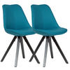 ESSZIMMERSTUHL Stoffbezug mit Holzgestell Modern gepolstert, Blau 49x52x87 cm - Blau/Schwarz, Holz/Textil (49/87/52cm) - KADIMA DESIGN