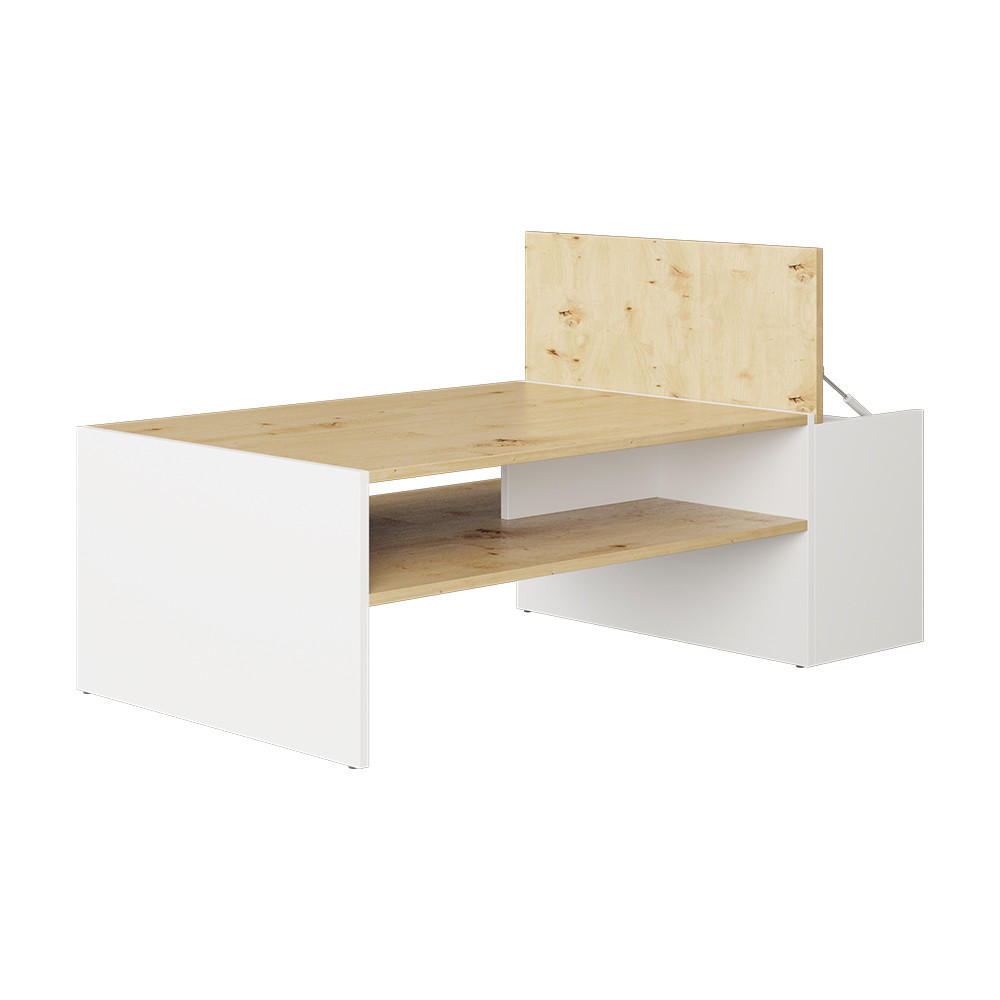 COUCHTISCH Rubby Artisan Eiche/Weiß 110 x 60 cm - Eiche Artisan/Weiß, Holzwerkstoff (60/110/36cm) - Vicco