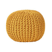 STRICK-POUF senfgelb, 40/40/35 cm - Currygelb, Textil (40/35/40cm) - Homescapes