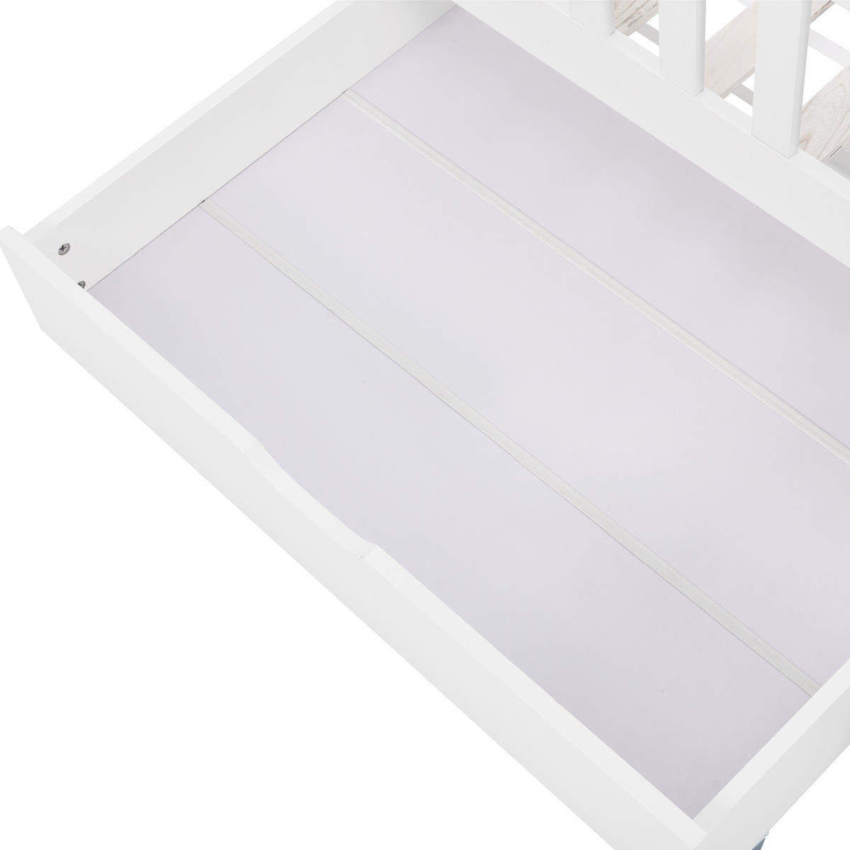 KINDEREINZELBETTEN aus Kiefernholz 90x200 cm in Weiß mit Schubladen & Regal - Weiß, Holz (90/200cm) - Modfu