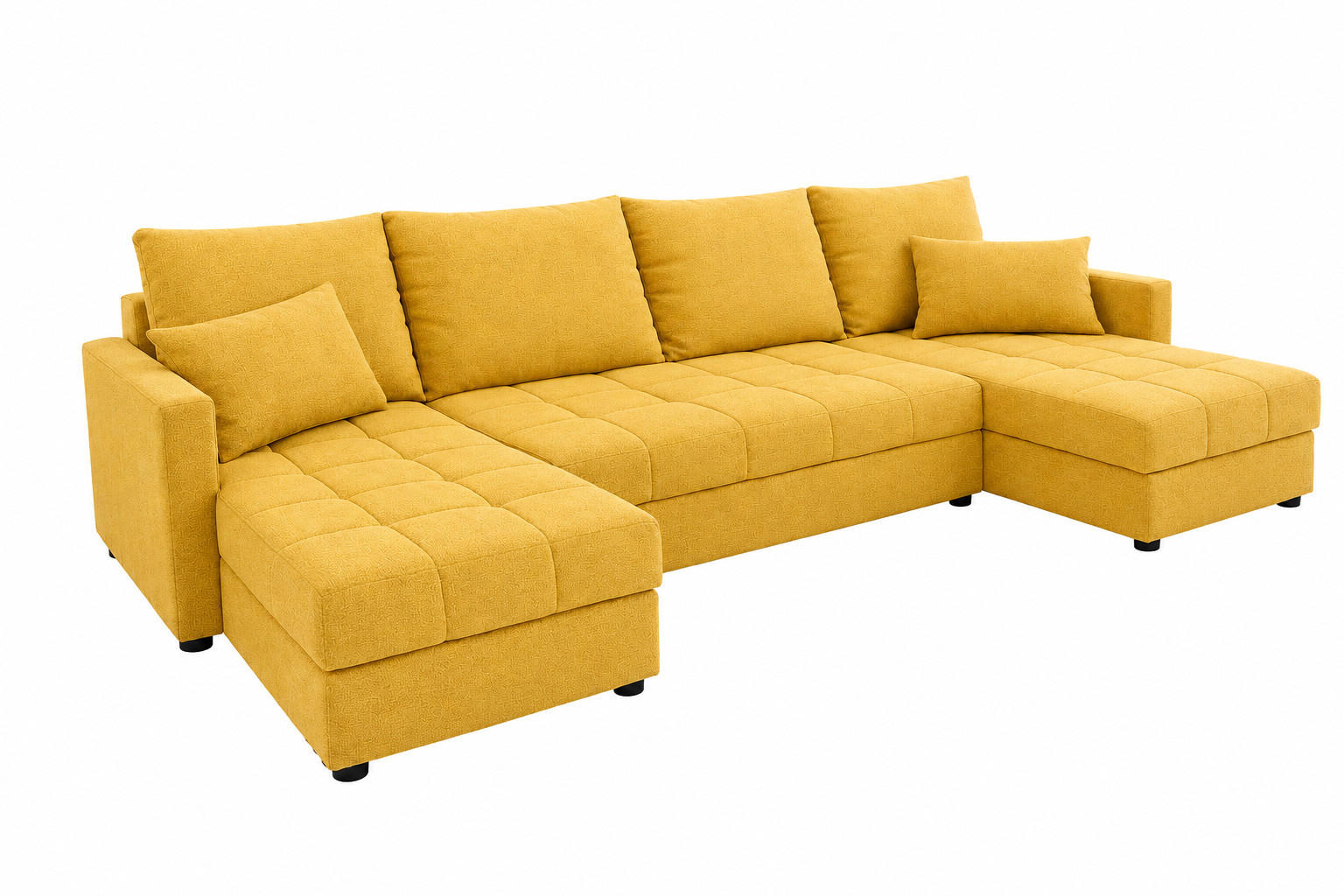 WOHNLANDSCHAFT AURELIA – Ecksofa in U-Form mit Schlaffunktion, Bettkasten & Kissen Stoff KRONOS 287 cm Gelb - Gelb, Kunststoff (287/140cm) - Wohnideebilder