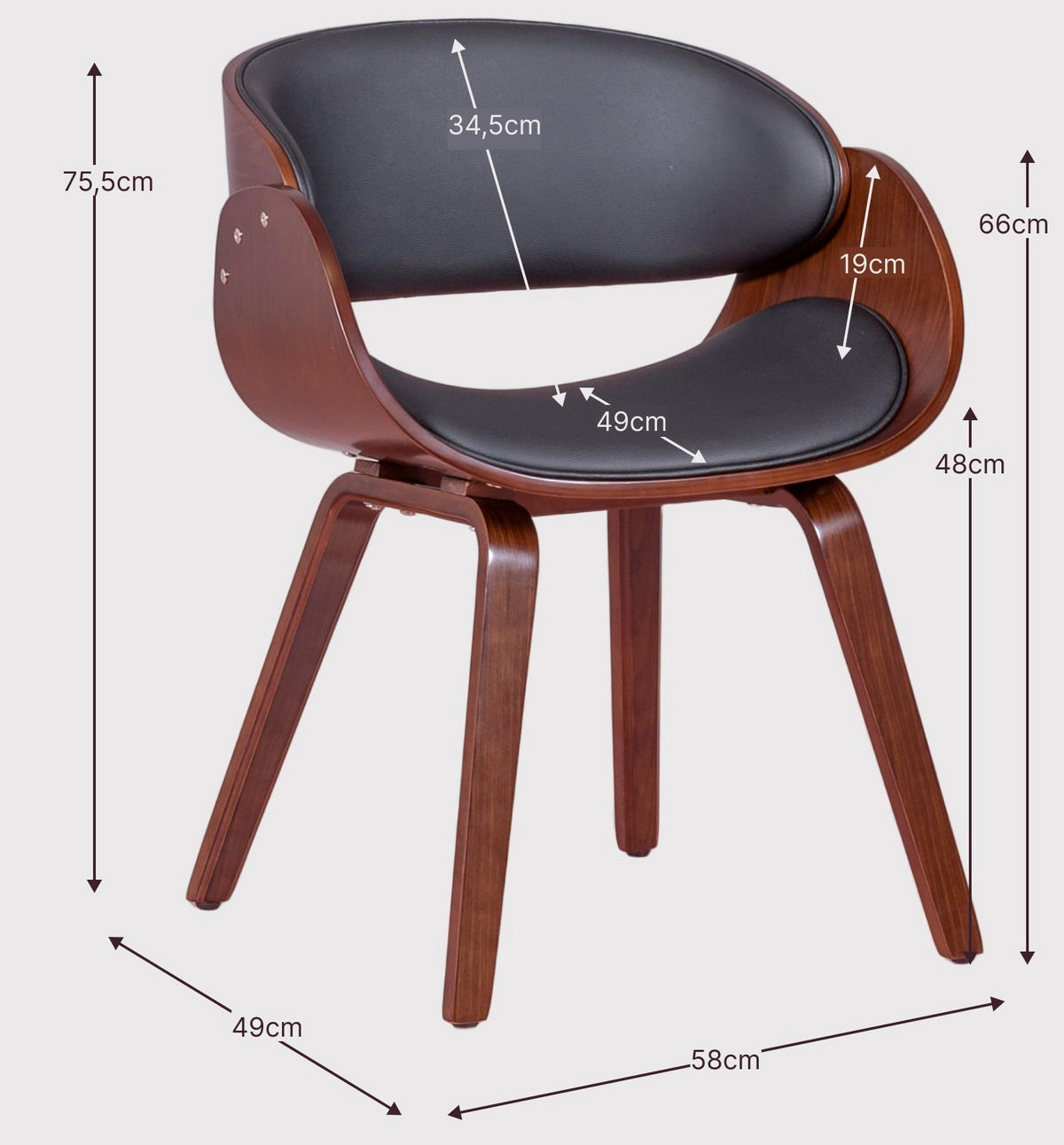 STUHL Holz Schwarz - Schwarz, Holz (58/76/49cm) - Nest Dream