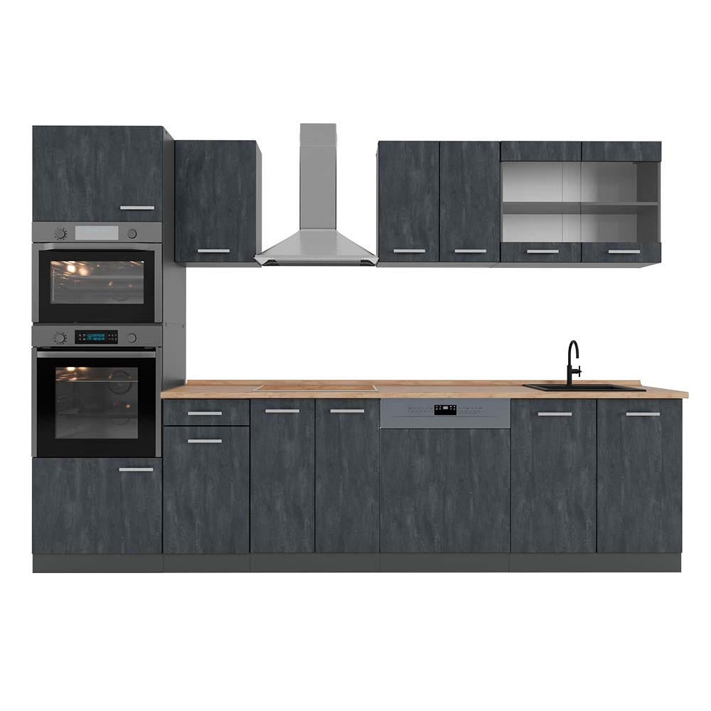 Vicco KUCHYŇSKÝ KOUT R-Line Černý beton 300 cm PD Dub