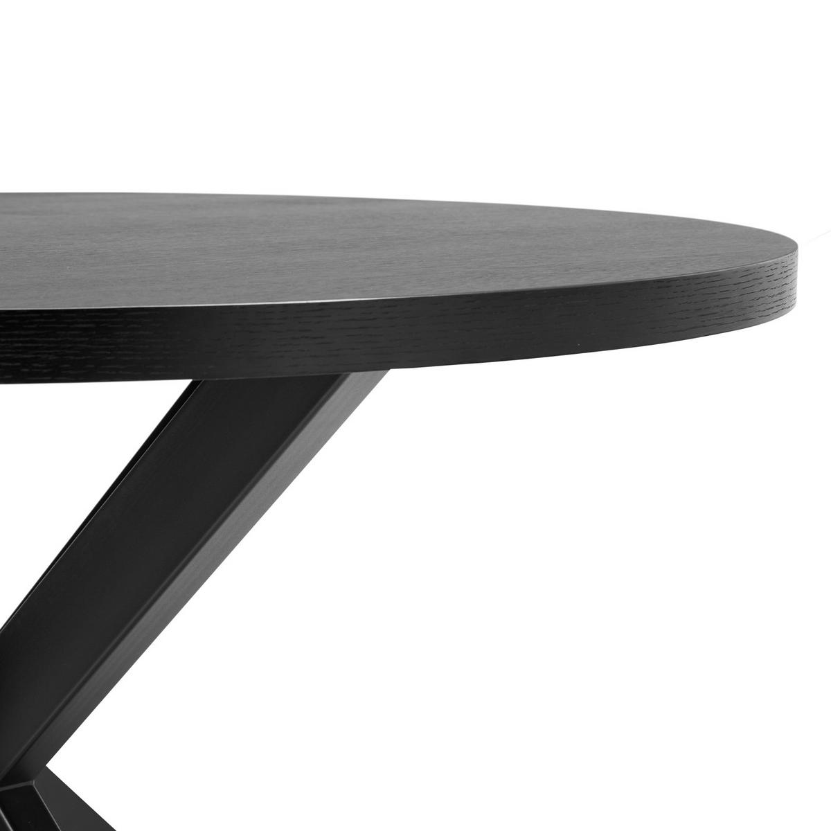 ESSTISCH rund aus Eichenholz 120cm, schwarz - Schwarz, Holz/Metall (120/120/75cm) - Giga Meubel