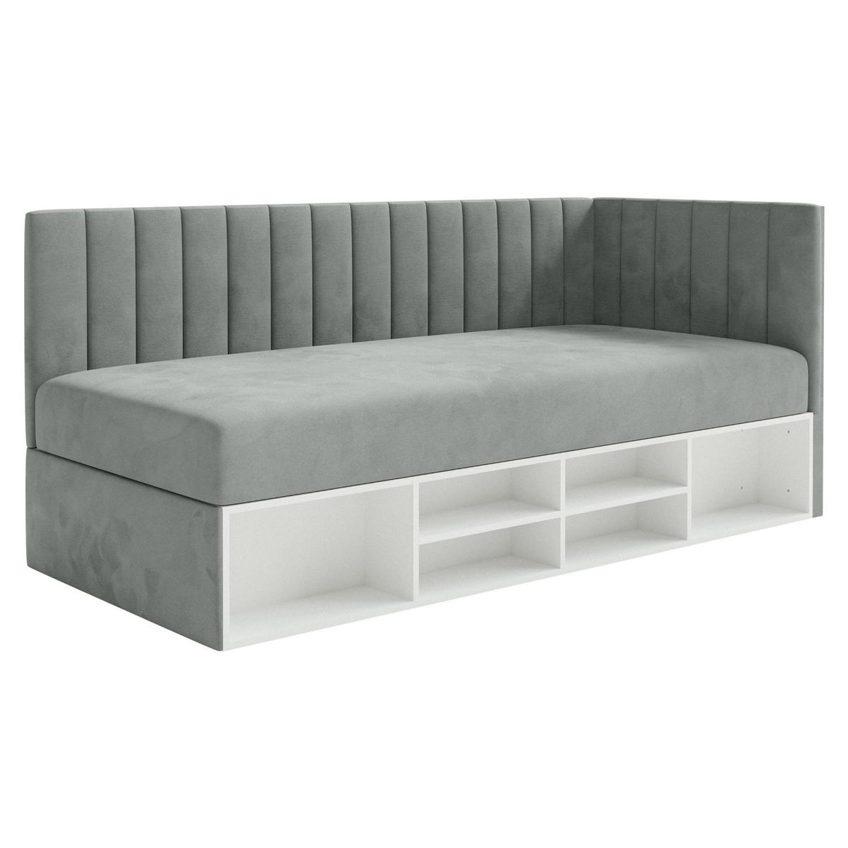 JUGENDBETT Ventrio Grau Easy-Clean-Samtbezug 90x200 cm - Grau, Holz/Textil (90/200cm) - Selsey