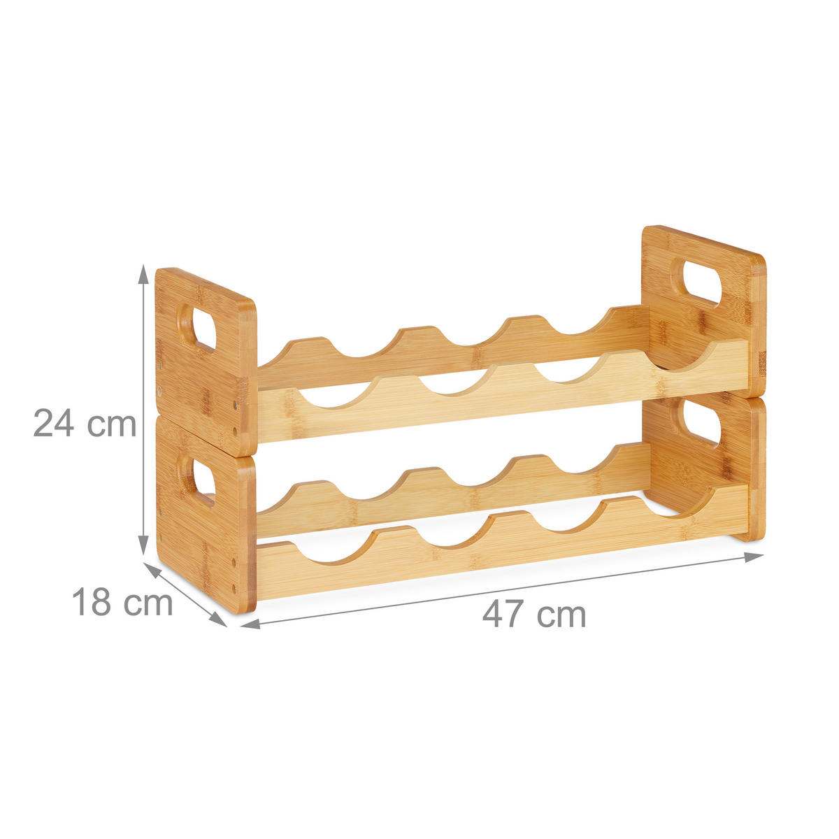 WEINREGAL - Hellbraun, Holz (47/24/18cm) - Relaxdays