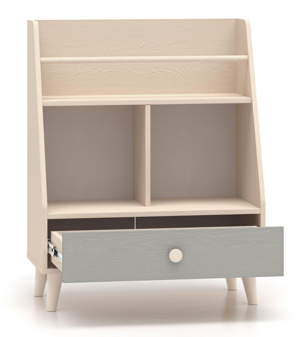 Thumbnail - Feldmann-Wohnen Bücherregal, Braun, Grau, Holz, 2 Fächer, 1 Schubladen, 72x90x36 cm, Wohnzimmer, Regale, Bücherregale