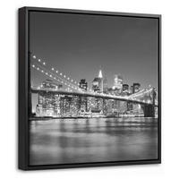 LEINWAND Bilder mit Rahmen - New York - Brücke - Brooklyn - Schwarz und weiß - Architektur - 20x20 - Schwarz, Textil (20/20cm) - MuchoWow