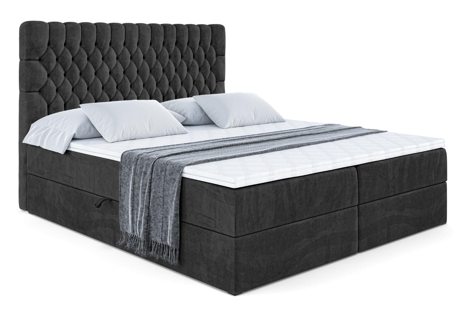 BOXBETT mit Matratze H4 und Lattenrost - SERENE - 140x200 - H4 - Schwarz - Anthrazit, Holzwerkstoff (140/200cm) - ALTDECOR