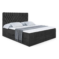 BOXBETT mit Matratze H4 und Lattenrost - SERENE - 140x200 - H4 - Schwarz - Anthrazit, Holzwerkstoff (140/200cm) - ALTDECOR