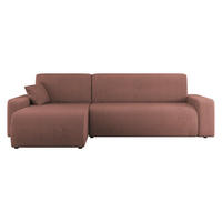 ECKSOFA Piano L Cord - Schwarz/Rosa, Holz/Kunststoff (244/145cm) - MIRJAN24