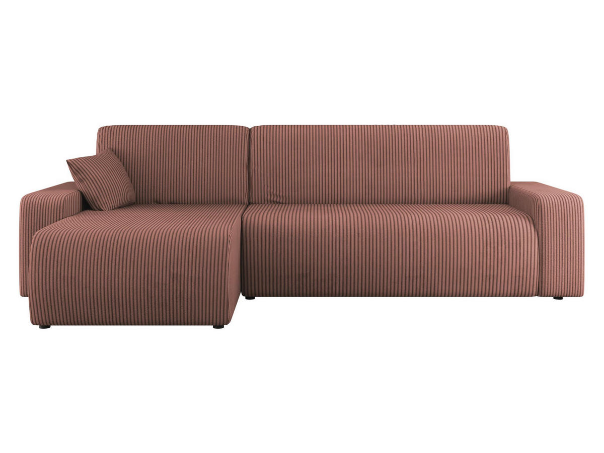 ECKSOFA Piano L Cord - Schwarz/Rosa, Holz/Kunststoff (244/145cm) - MIRJAN24