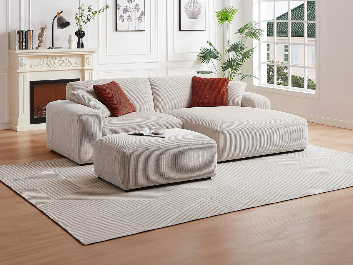 SOFA - 4 Personen - samt - beige Tirono - Beige, Kunststoff/Textil (254/80/161cm) - Vente-Unique