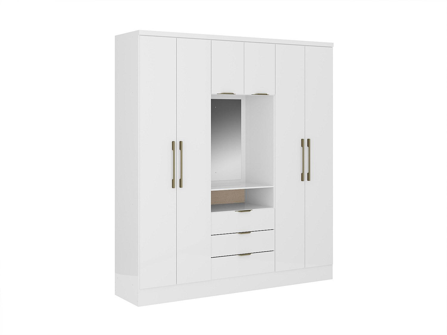 KLEIDERSCHRANK - 180 cm x 46.5 cm - holz - weiß Elorio - Weiß, Holz (180/206/46.5cm) - Vente-Unique