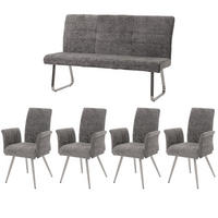 ESSZIMMER-SET Grau 5er-Set - Grau, Textil (160/100/65cm) - MCW