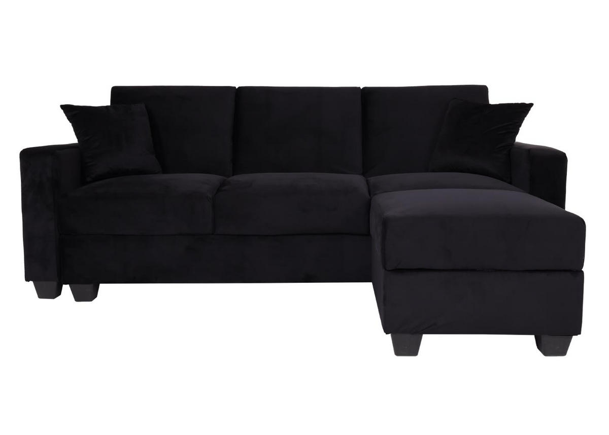 SOFA MIT OTTOMANE Schwarz - Schwarz, Textil (217/145cm) - MCW